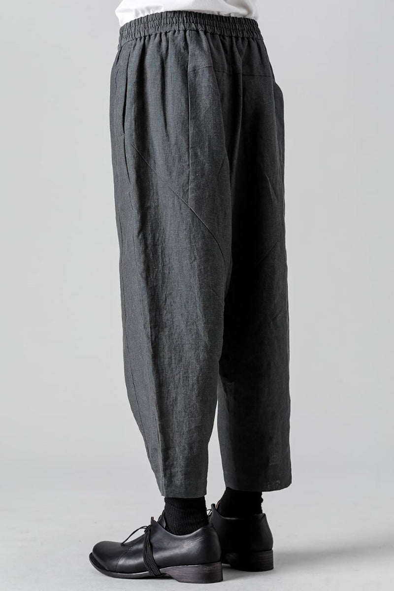 Dropcrotch cropped pants Linen Blue Gray