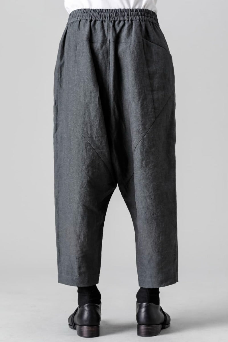Dropcrotch cropped pants Linen Blue Gray