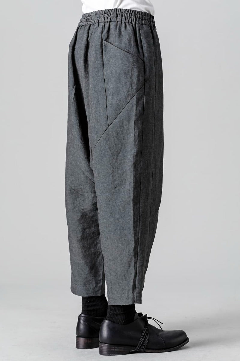 Dropcrotch cropped pants Linen Blue Gray