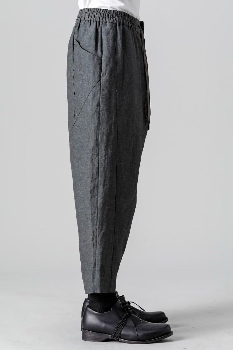 Dropcrotch cropped pants Linen Blue Gray