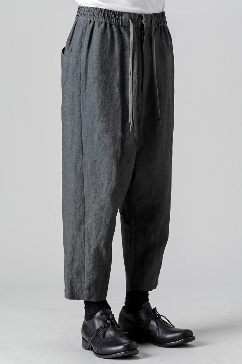 Dropcrotch cropped pants Linen Blue Gray