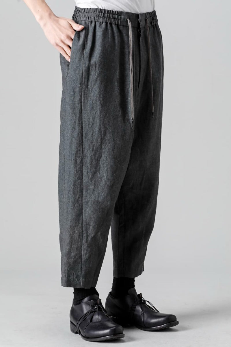 Dropcrotch cropped pants Linen Blue Gray
