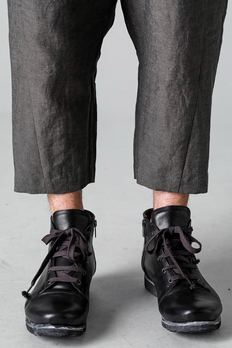 Dropcrotch cropped pants Linen Steel Gray