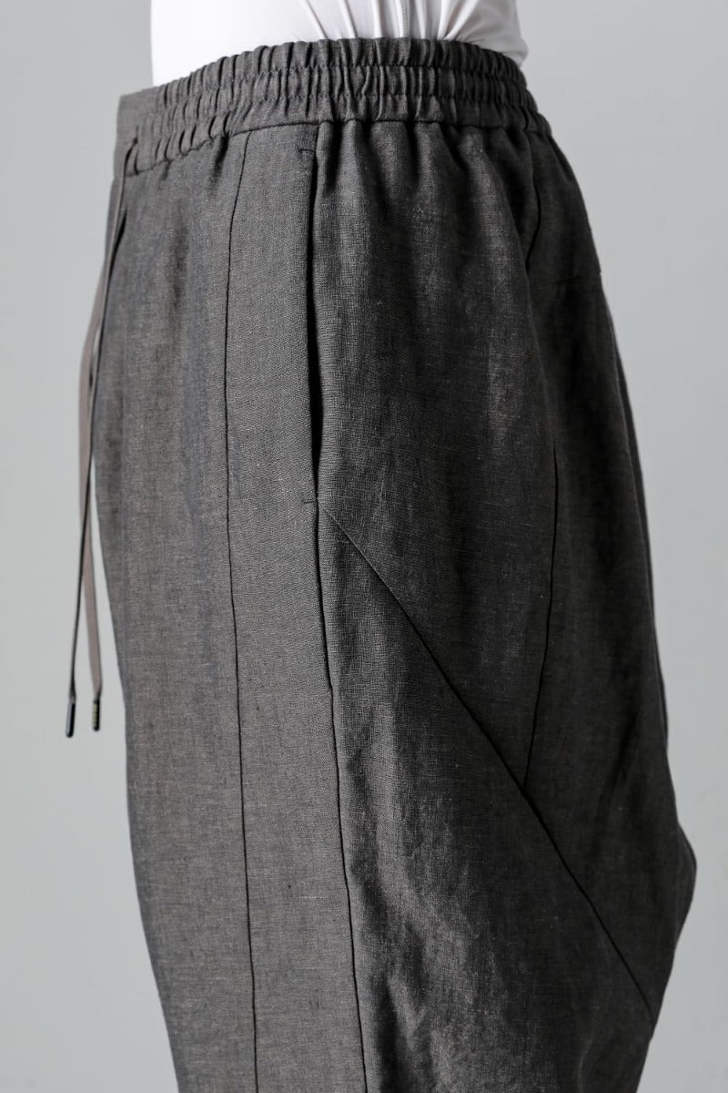 Dropcrotch cropped pants Linen Steel Gray