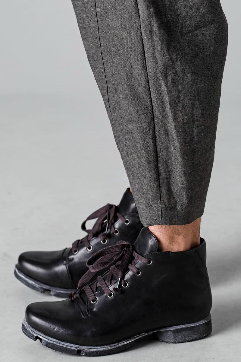 Dropcrotch cropped pants Linen Steel Gray