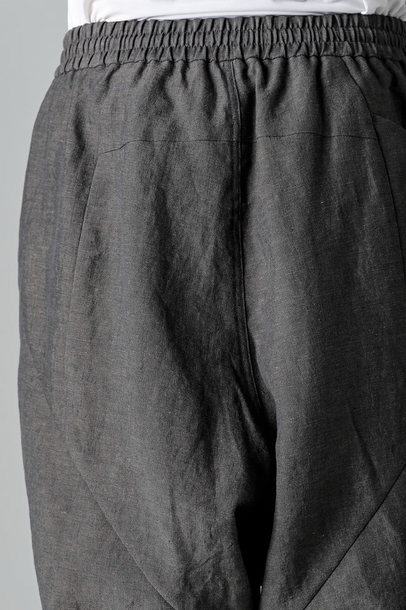 Dropcrotch cropped pants Linen Steel Gray