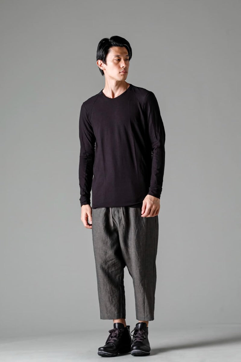Dropcrotch cropped pants Linen Steel Gray