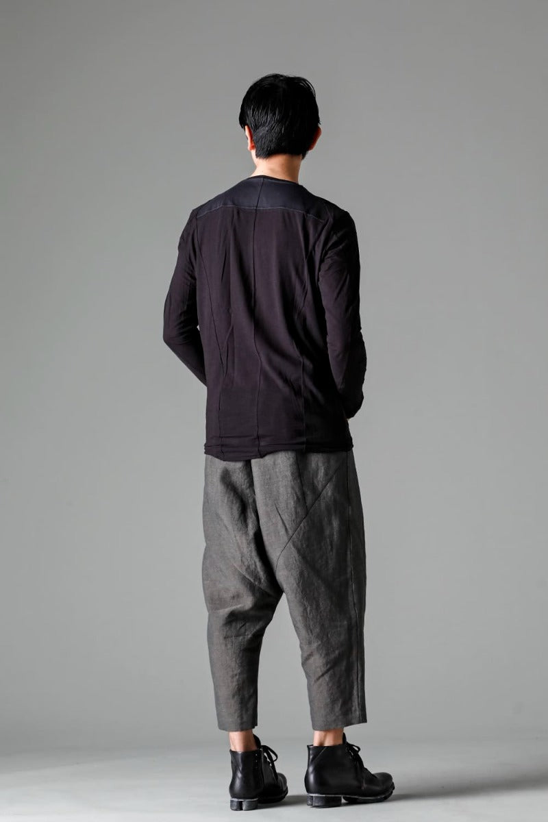 Dropcrotch cropped pants Linen Steel Gray