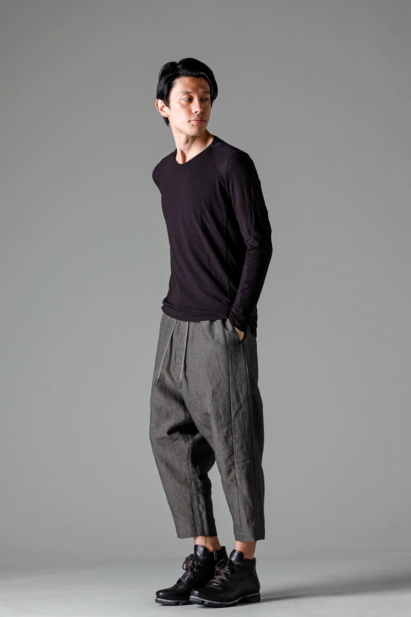 Dropcrotch cropped pants Linen Steel Gray