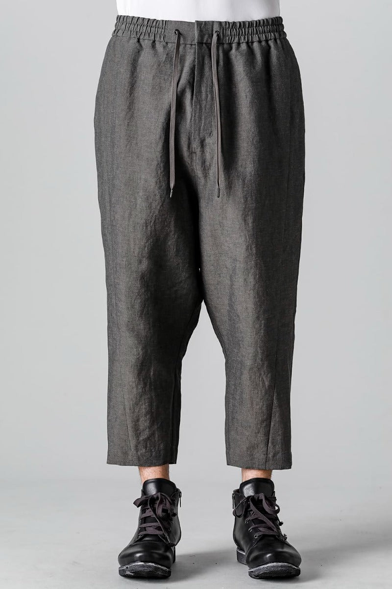 Dropcrotch cropped pants Linen Steel Gray