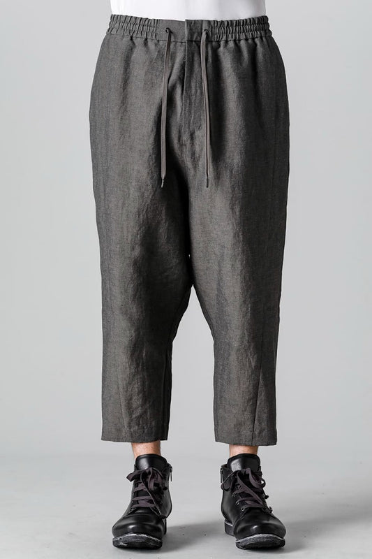 Dropcrotch cropped pants Linen Steel Gray