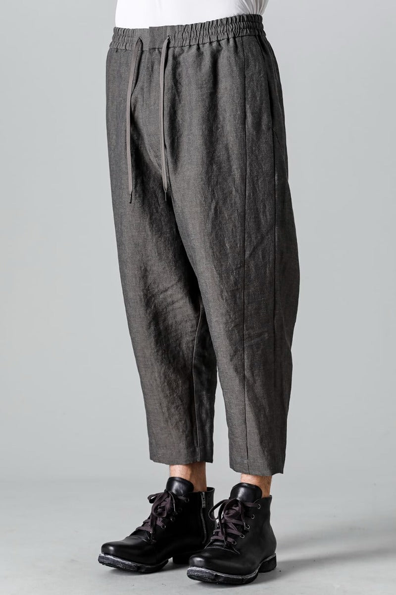 Dropcrotch cropped pants Linen Steel Gray
