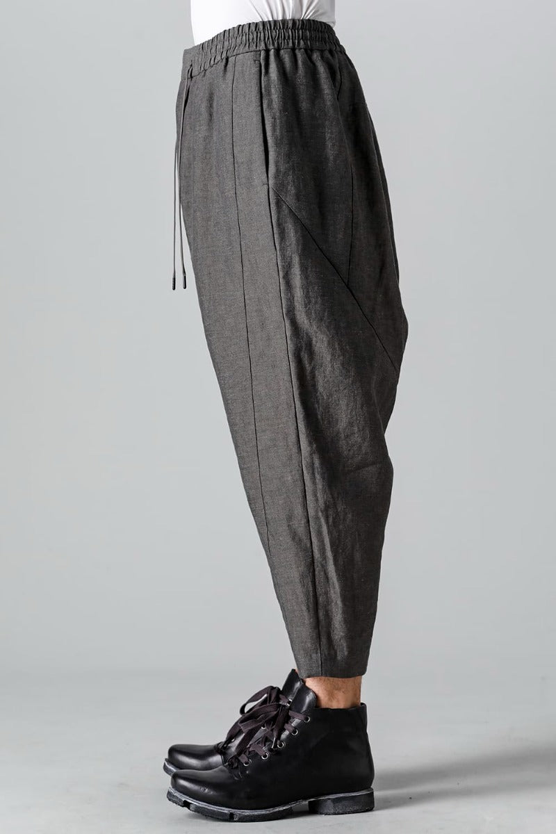 Dropcrotch cropped pants Linen Steel Gray