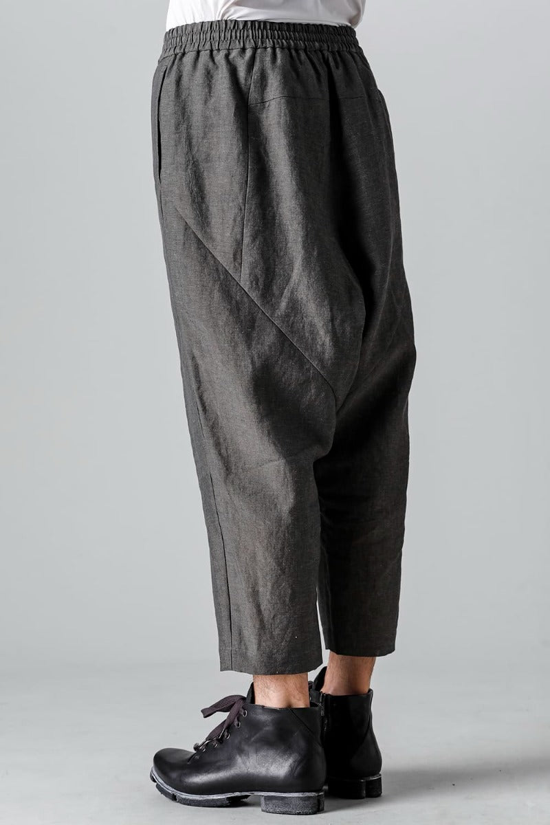 Dropcrotch cropped pants Linen Steel Gray