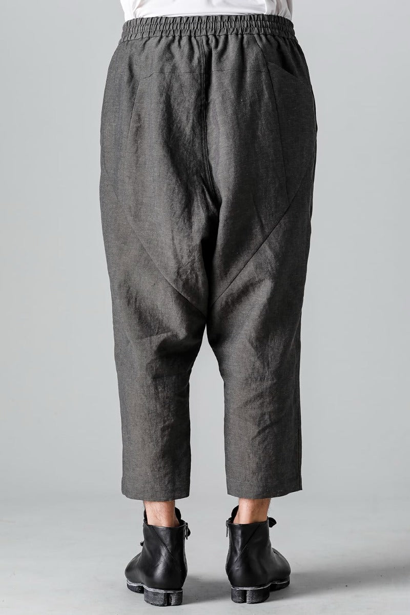 Dropcrotch cropped pants Linen Steel Gray