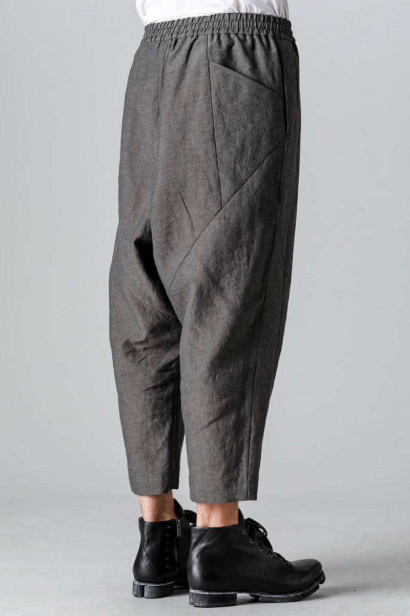 Dropcrotch cropped pants Linen Steel Gray