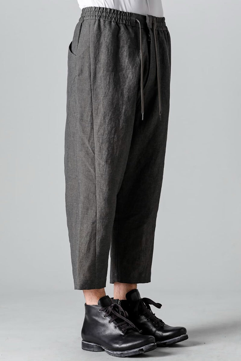 Dropcrotch cropped pants Linen Steel Gray