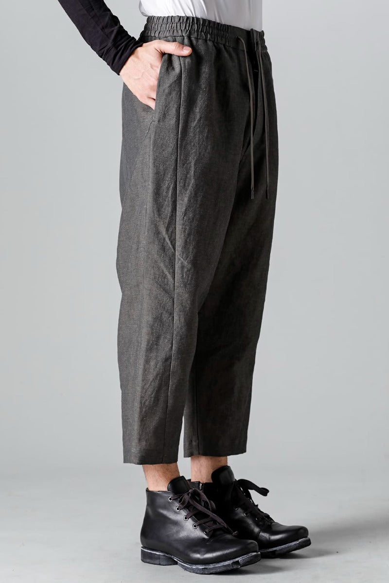 Dropcrotch cropped pants Linen Steel Gray