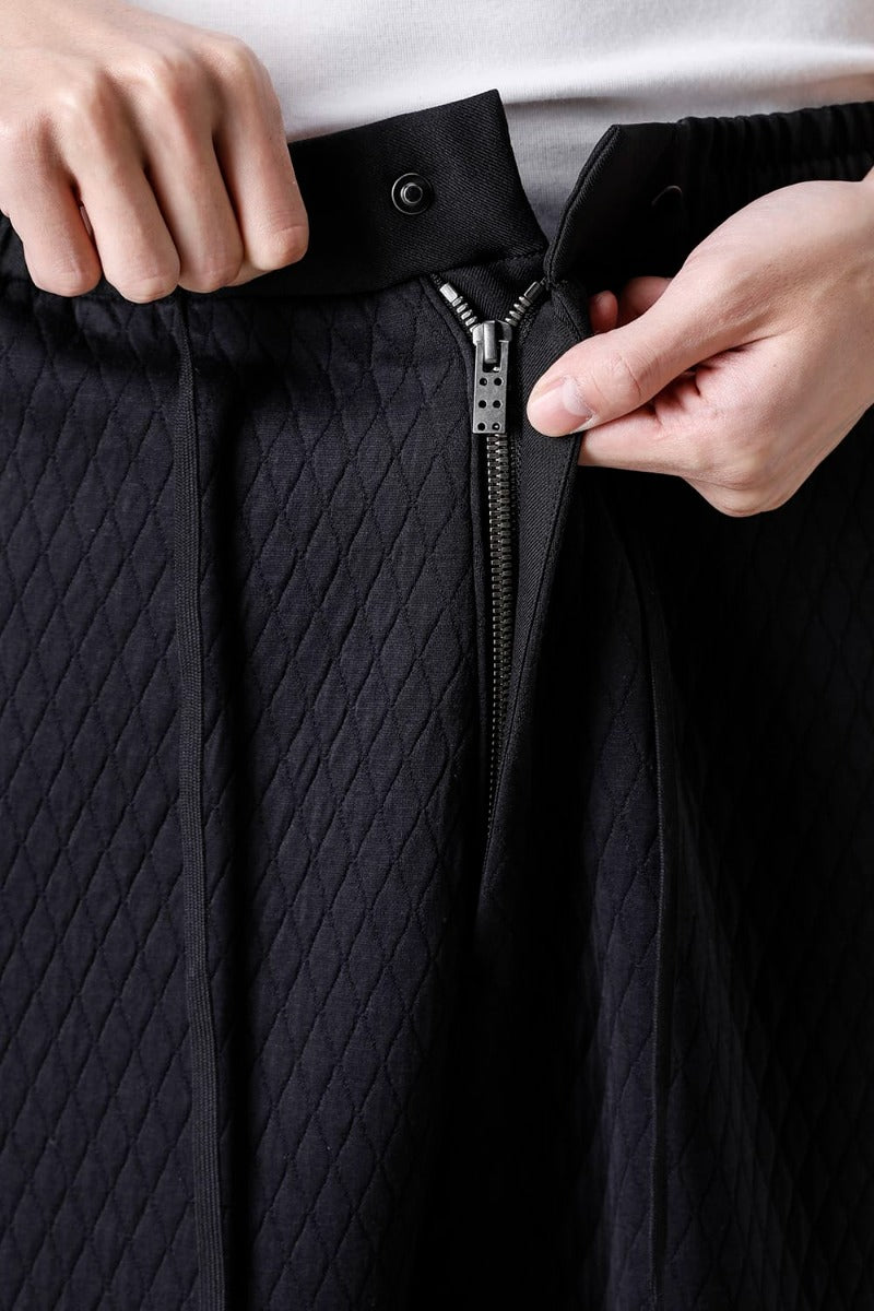 Dropcrotch cropped pants  quilted cotton / polyester