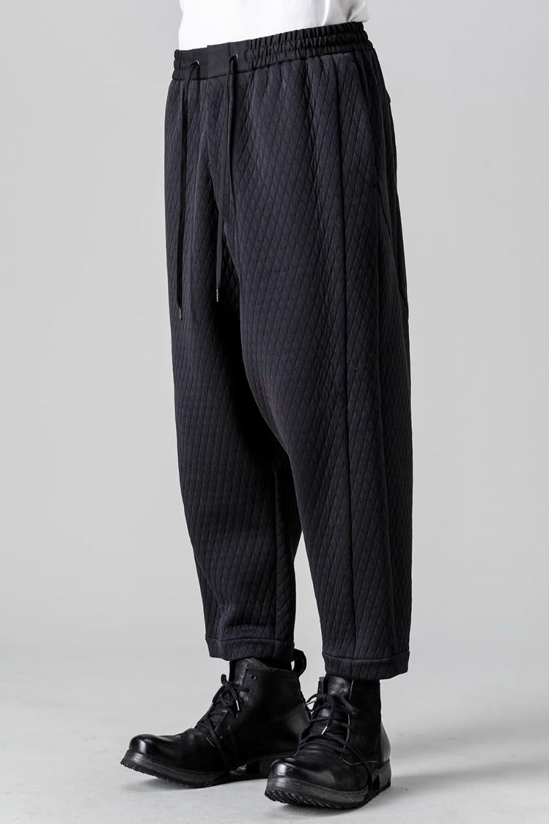 Dropcrotch cropped pants  quilted cotton / polyester