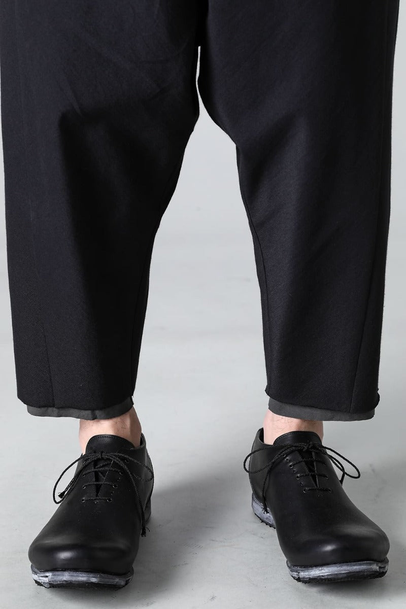 ドロップクロッチ クロップドパンツ コットン/シルク/ビスコース "ブラック”