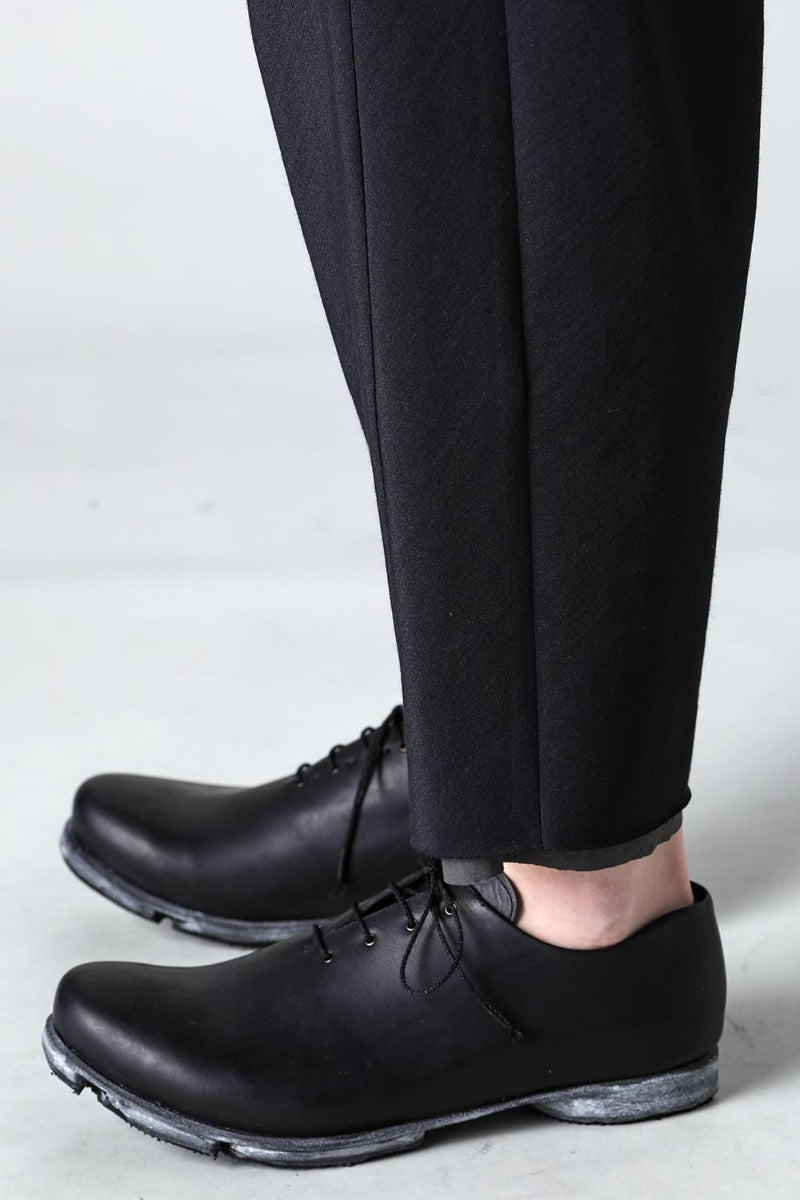 ドロップクロッチ クロップドパンツ コットン/シルク/ビスコース "ブラック”