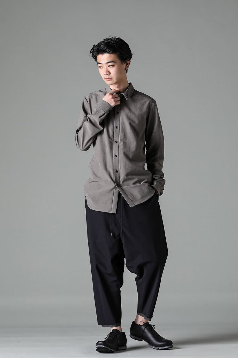 ドロップクロッチ クロップドパンツ コットン/シルク/ビスコース "ブラック”