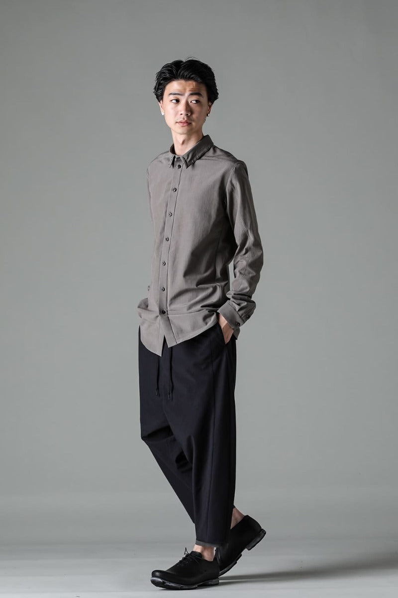 ドロップクロッチ クロップドパンツ コットン/シルク/ビスコース "ブラック”