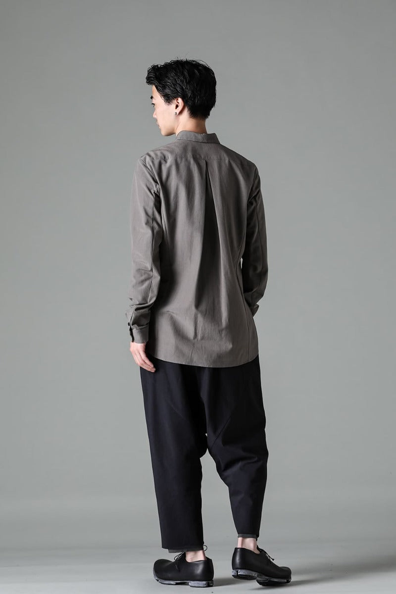 ドロップクロッチ クロップドパンツ コットン/シルク/ビスコース "ブラック”