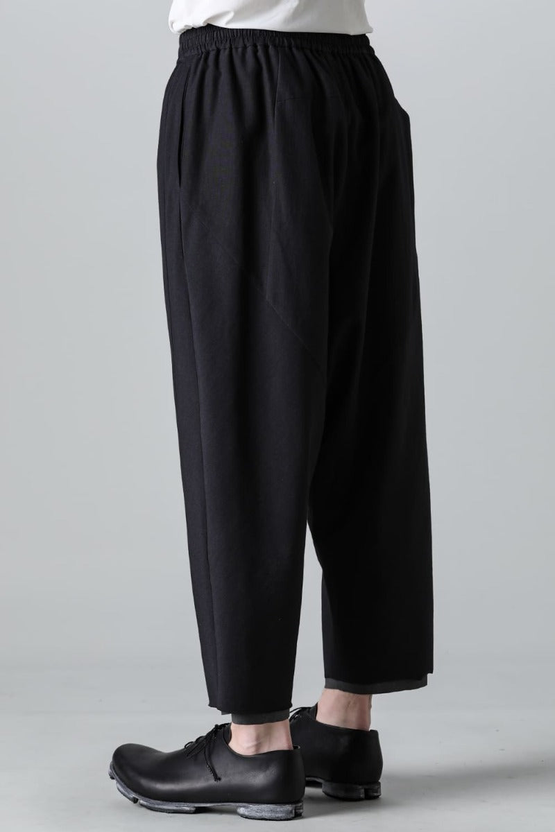 ドロップクロッチ クロップドパンツ コットン/シルク/ビスコース "ブラック”