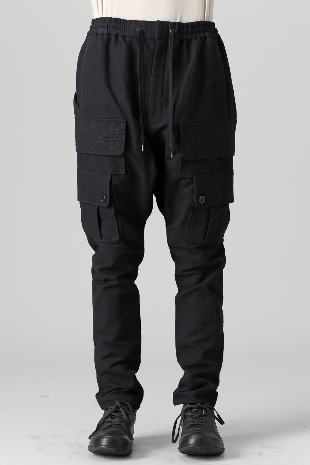 Cargo pants cotton / linen Black