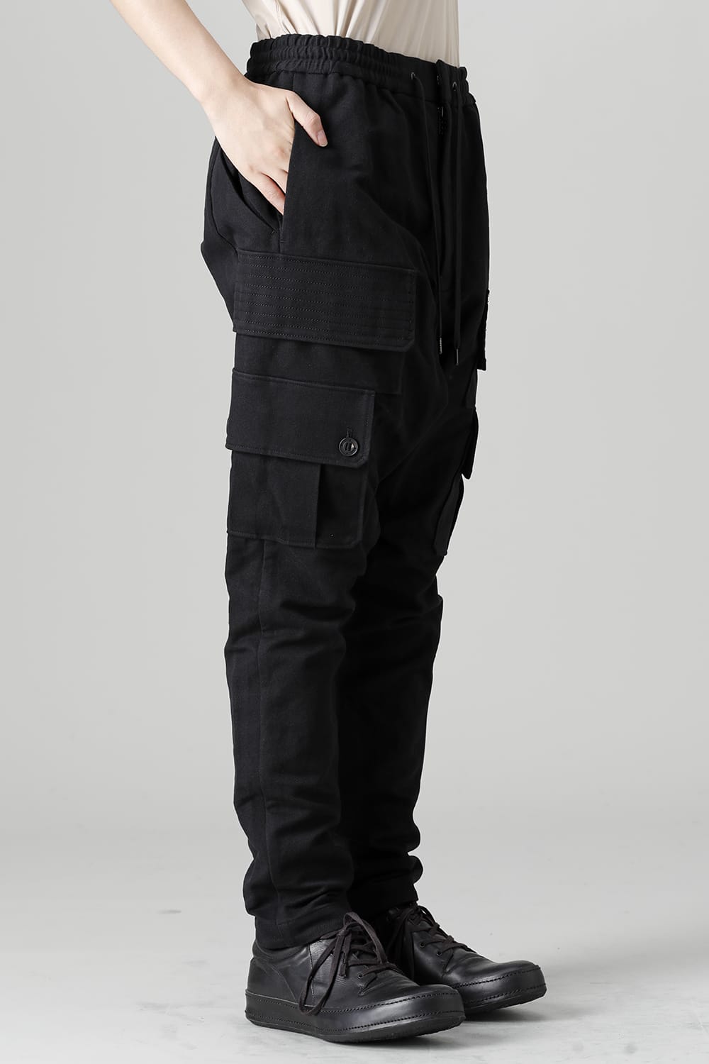 Cargo pants cotton / linen Black