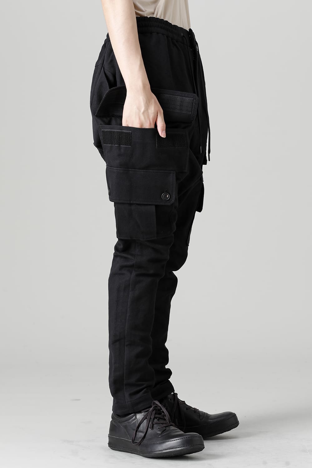 Cargo pants cotton / linen Black