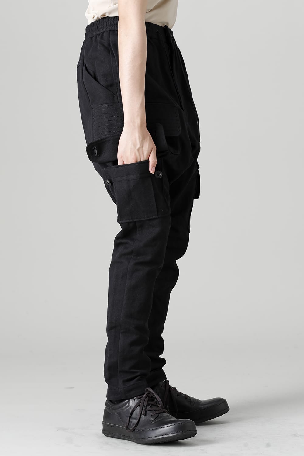 Cargo pants cotton / linen Black