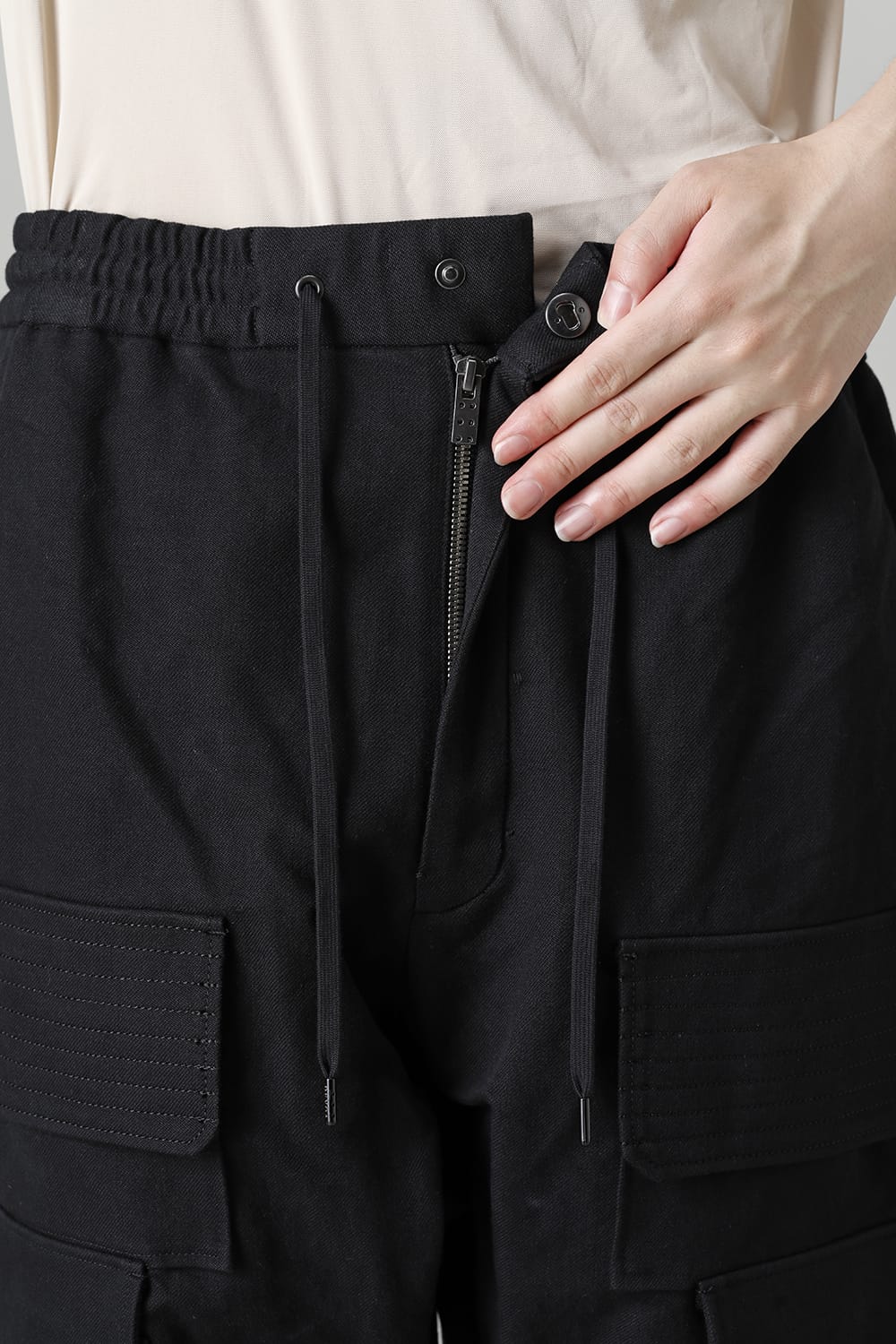 Cargo pants cotton / linen Black