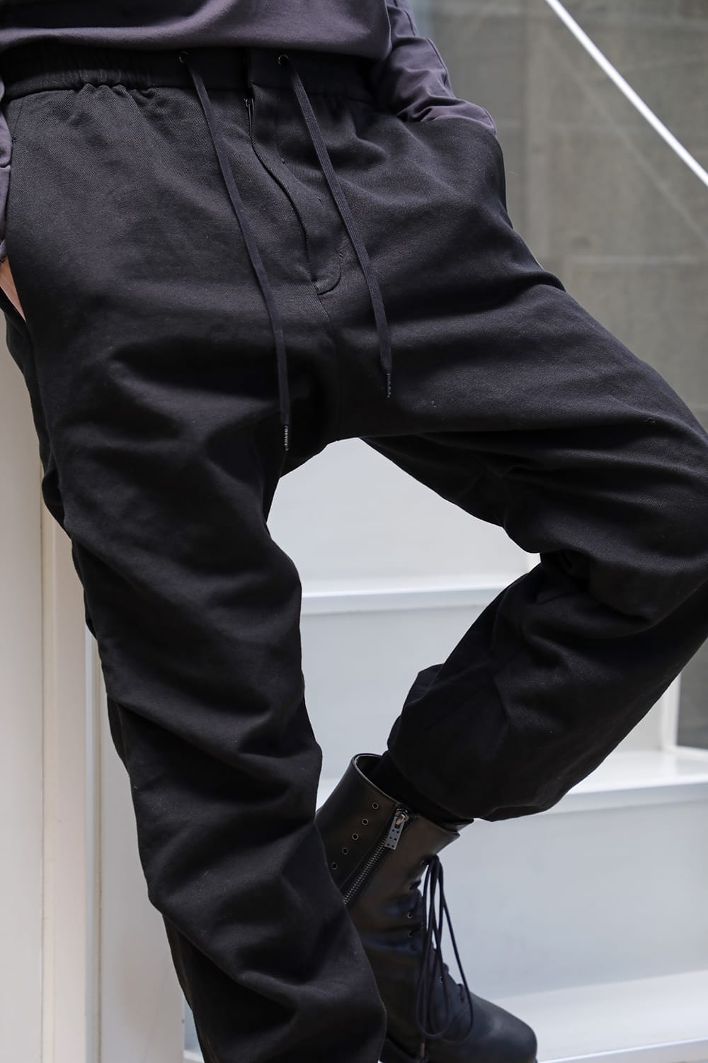 Jogger pants cotton / line Black