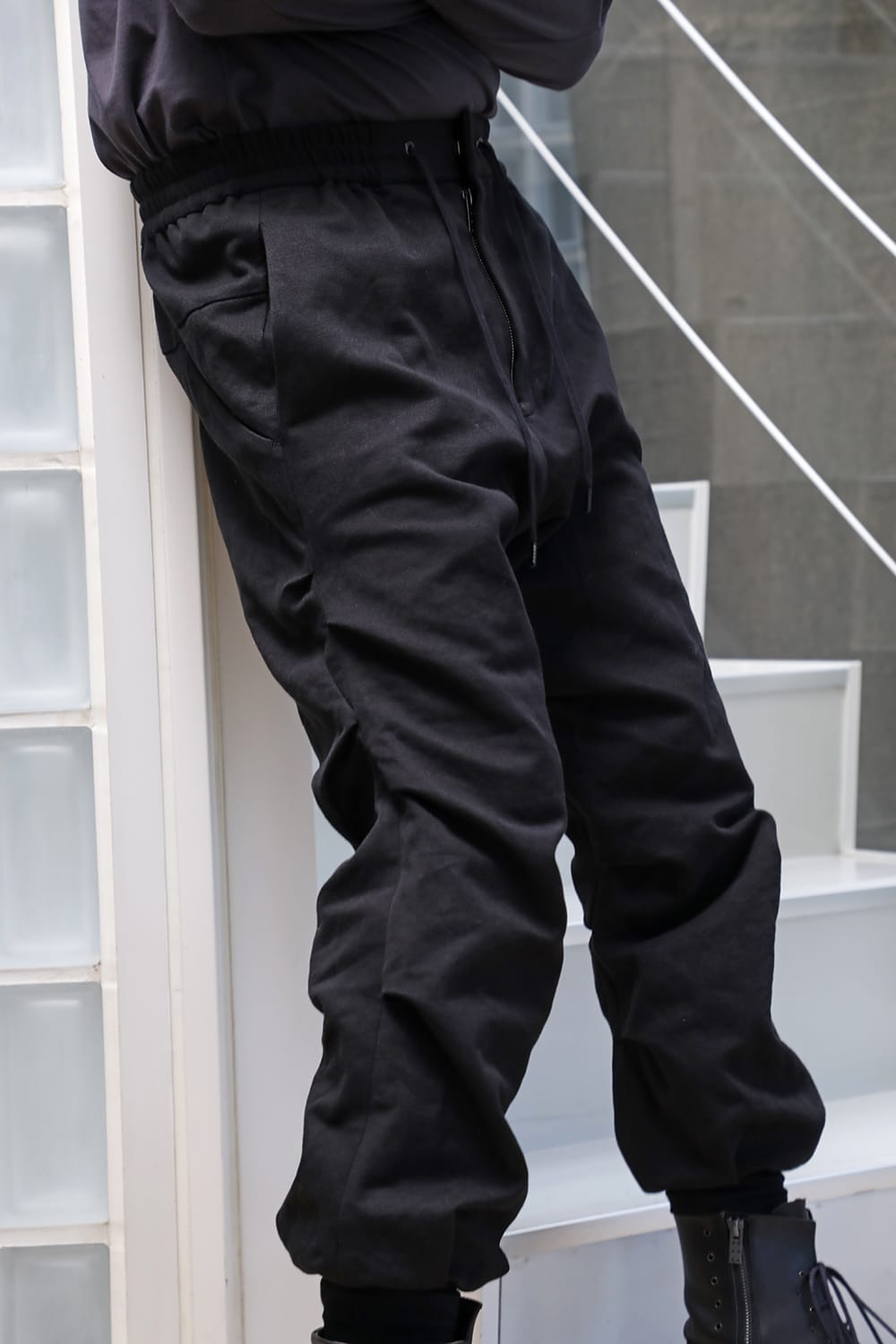Jogger pants cotton / line Black