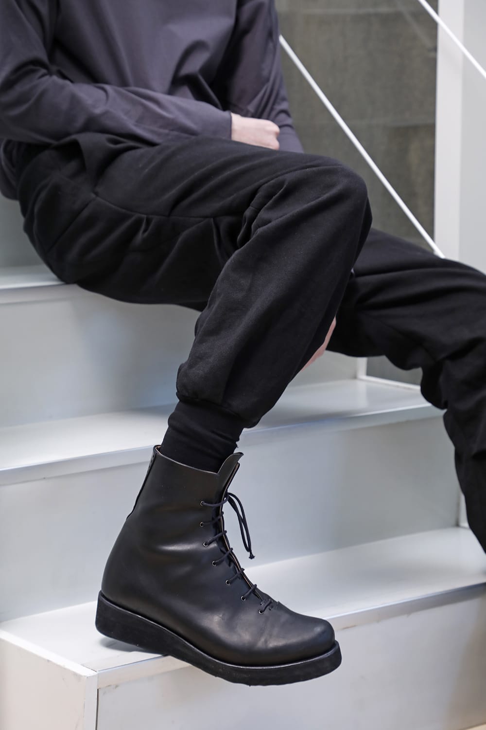 Jogger pants cotton / line Black