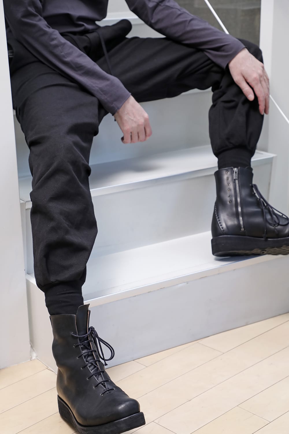 Jogger pants cotton / line Black