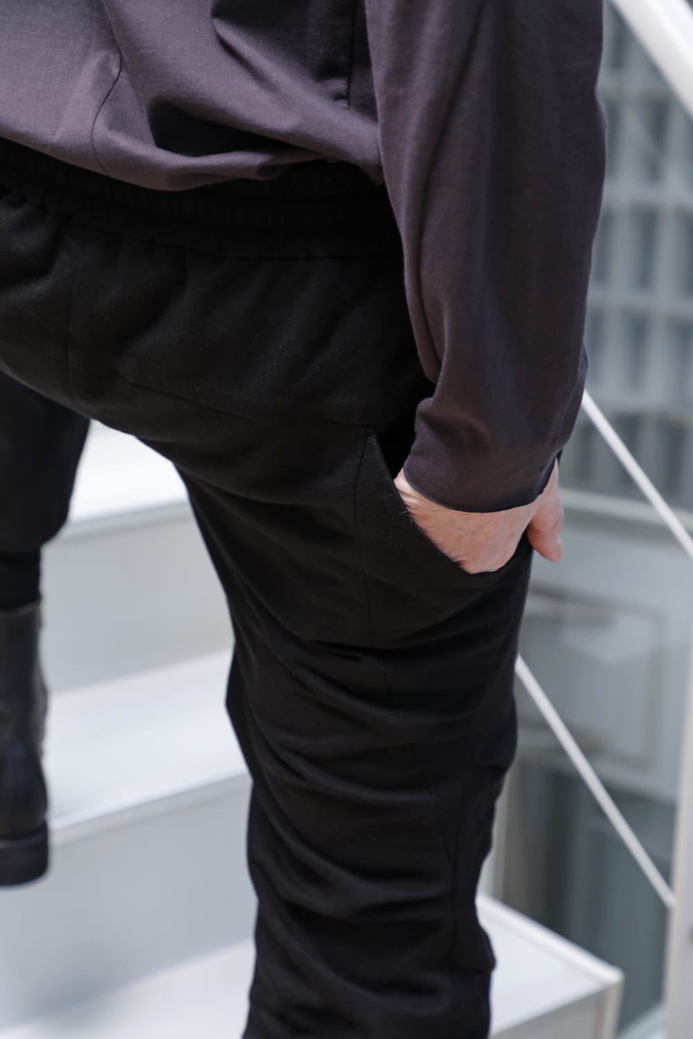 Jogger pants cotton / line Black