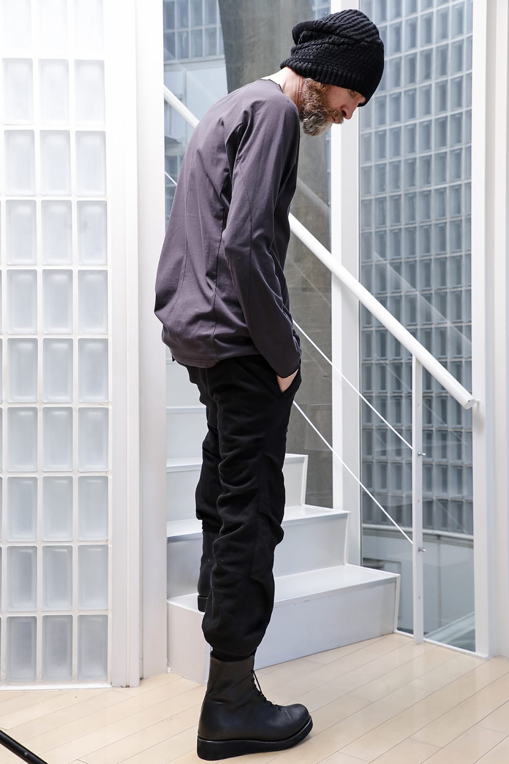 Jogger pants cotton / line Black