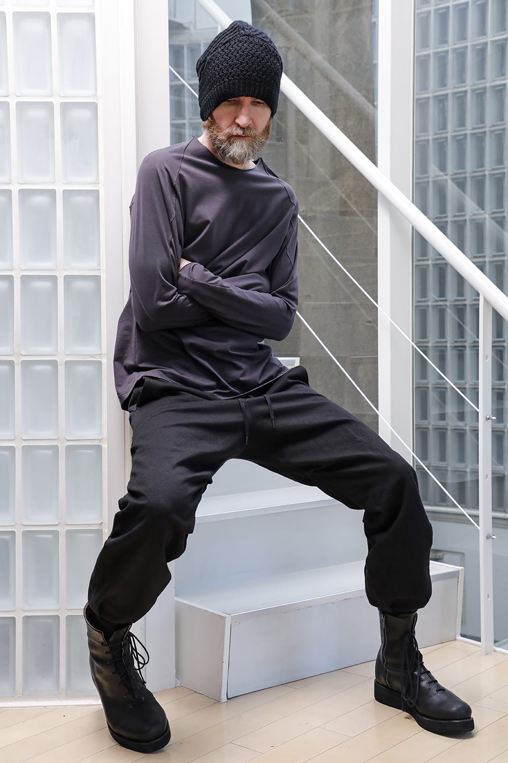 Jogger pants cotton / line Black