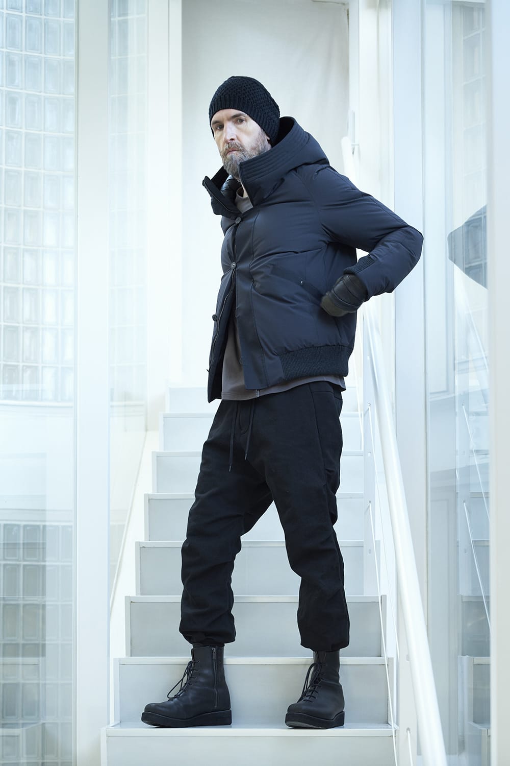 Jogger pants cotton / line Black