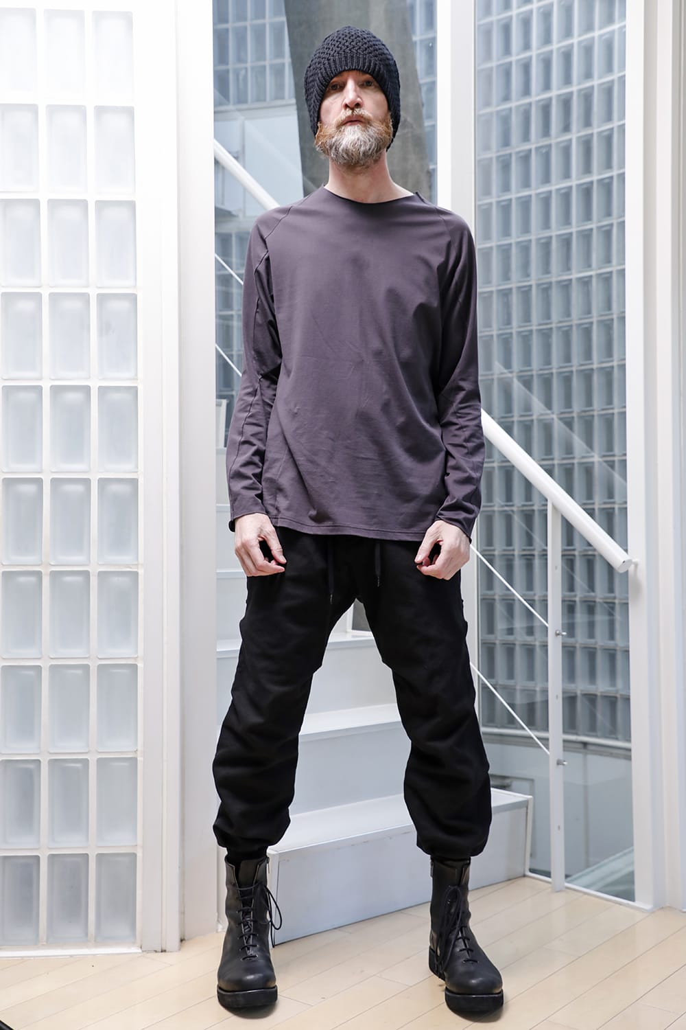 Jogger pants cotton / line Black