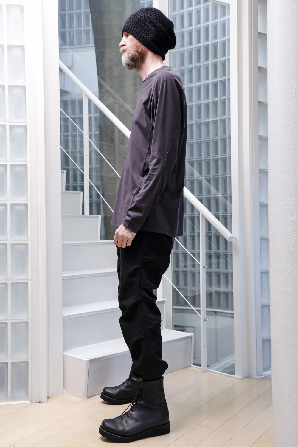 Jogger pants cotton / line Black