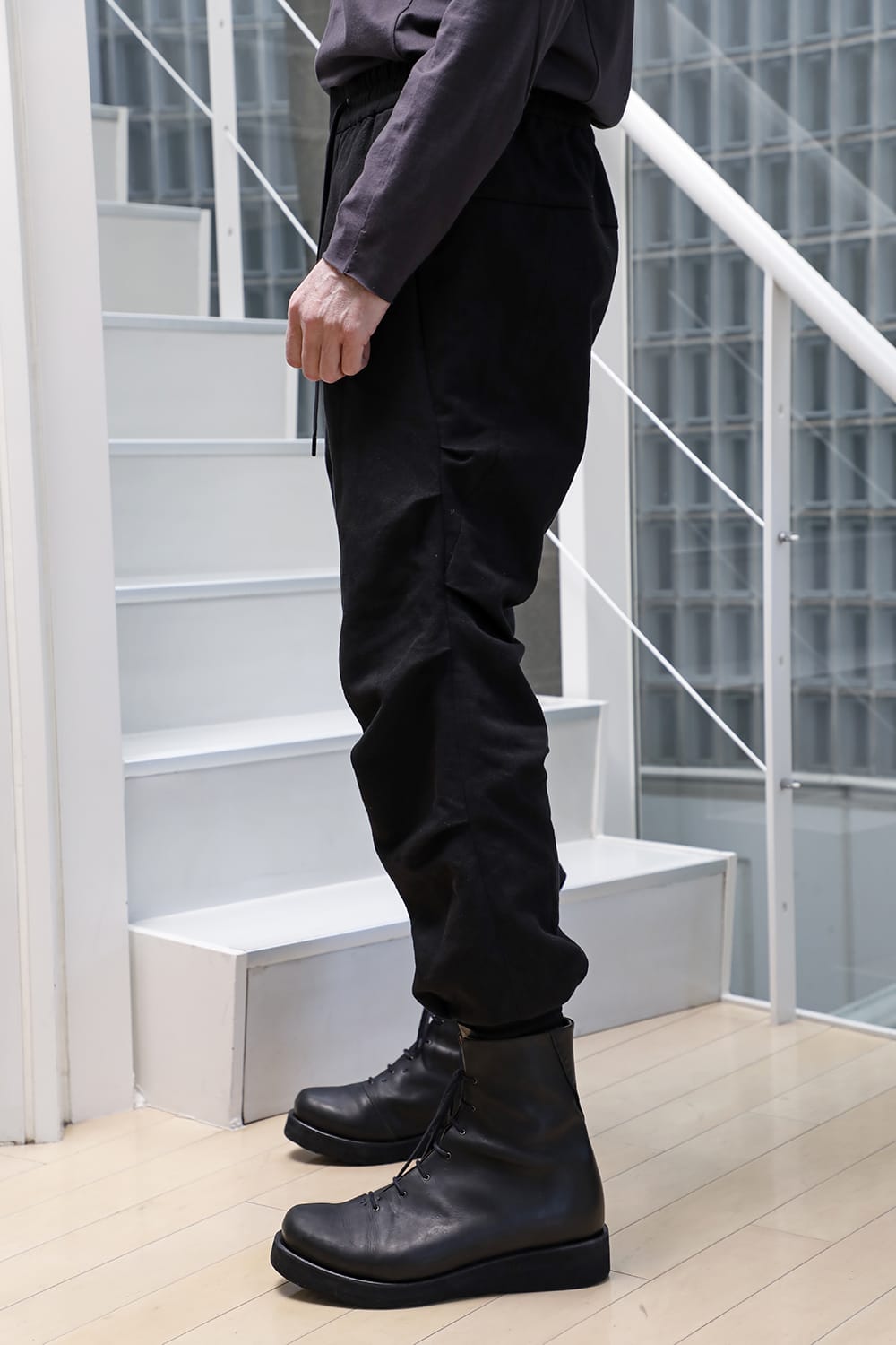 Jogger pants cotton / line Black