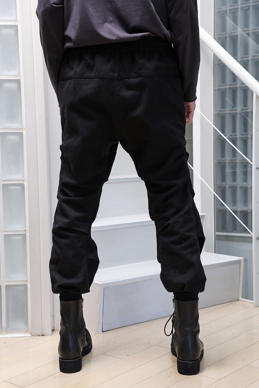 Jogger pants cotton / line Black
