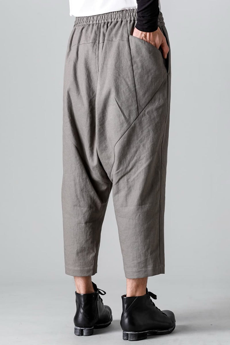 Dropcrotch cropped pants cotton kersey
