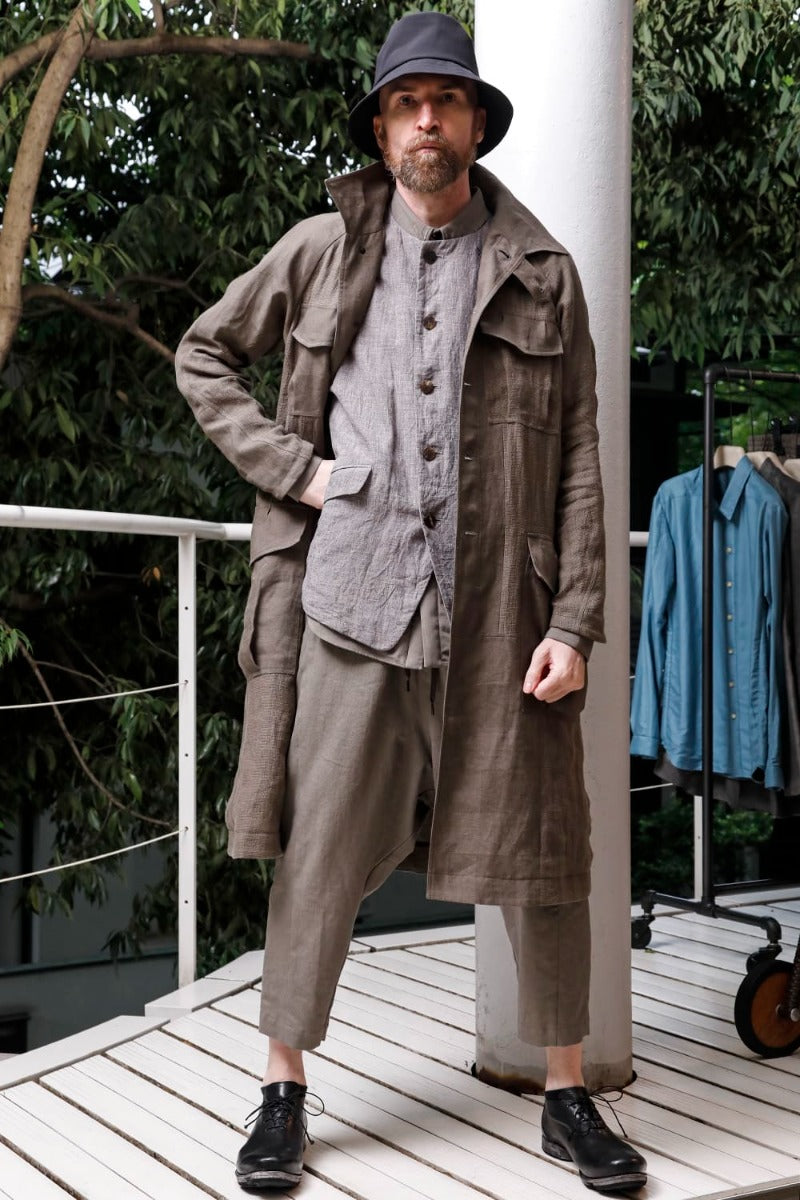 Dropcrotch cropped pants cotton kersey