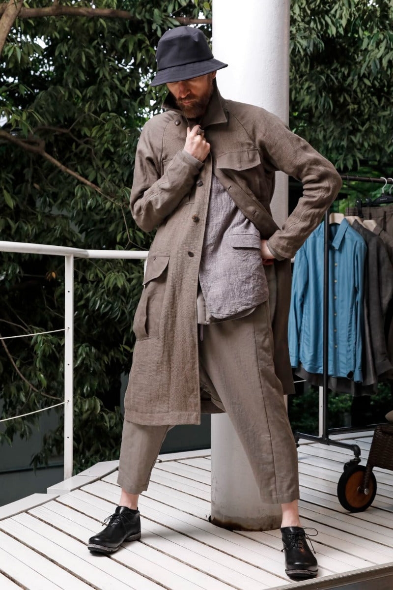 Dropcrotch cropped pants cotton kersey